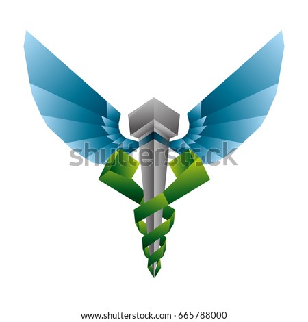isolated caduceus emblem