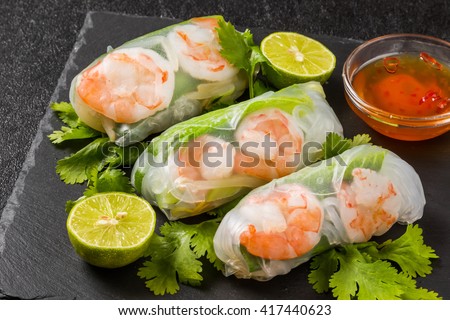 Salad spring roll of Asian wind prawns