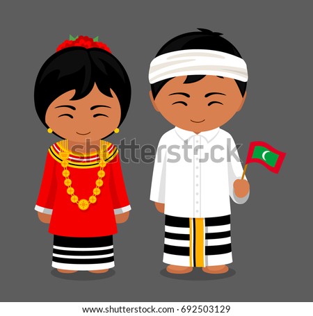 Maldives National Dress Flag Man Woman Stock Vector 