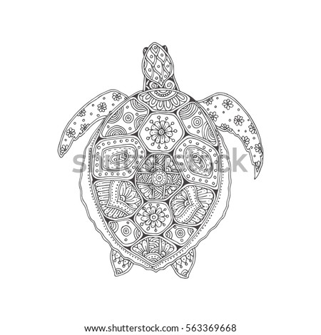 Zentangle Tribal Stylized Turtle Hand Drawn Stock Vector 283798877 ...