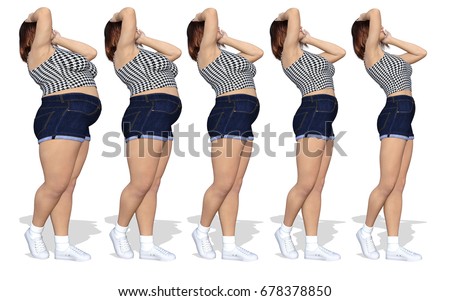 Conceptual Fat Overweight Obese Female Vs Stock Illustration 678378850 ...