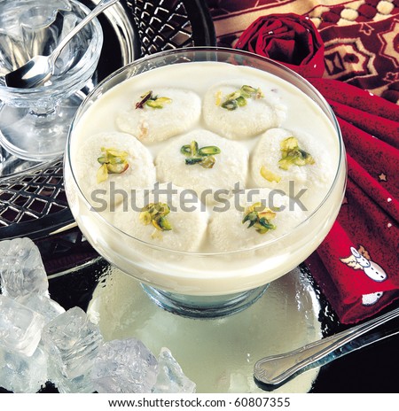 Rusmalai with Ice Cubes - stock photo