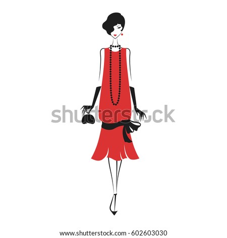 Vintage Clip Art Happy Maid Vector Stock Vector 94462420 - Shutterstock