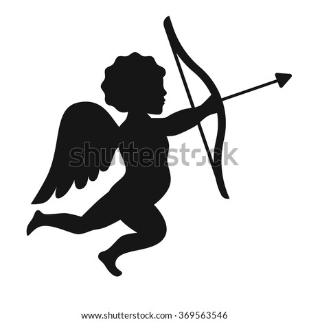 Download Silhouette Cupid Angel Bow Arrow Vector Stock Vector ...
