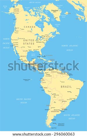 Map Of North And South America