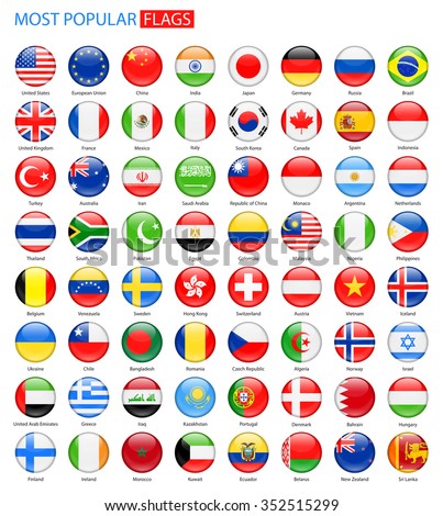 Round Glossy Most Popular Flags Vector Stock Vector (Royalty Free ...