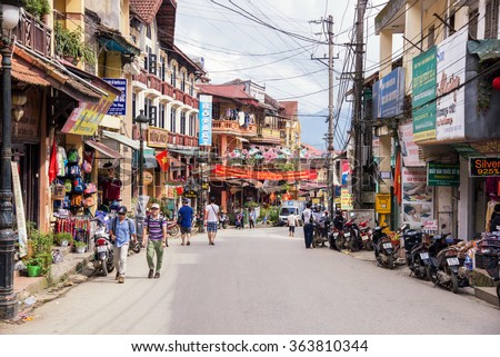SAPA, VIETNAM - September 10,2015 : Shop on the main street of Sapa on September 10,2015 in Sapa, Vietnam. they sale costumes and ornate silver jewellery to sell handmade goods.