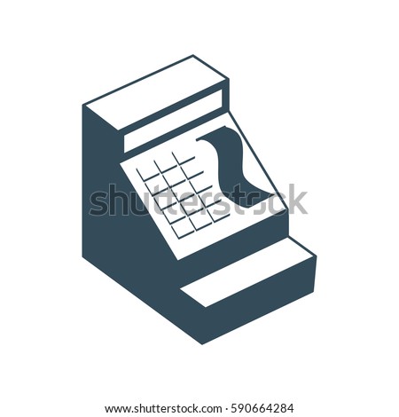 Cash register isolated. Financial accessory store on white background