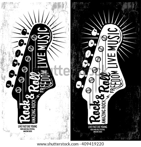 Hand drawn Rock festival poster. Rock and Roll sign