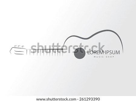 Guitar line swirly art logo vector template
