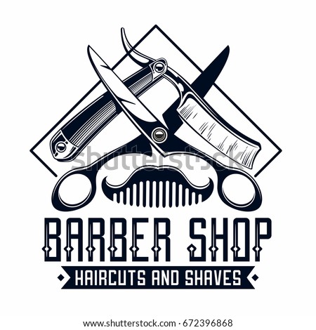 Barber Shop Logo Stock Vector 672396868 - Shutterstock