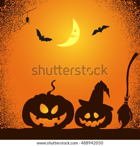 halloween night background in orange and black colors vector illustration of creepy pumpkins bats - Black And Orange Halloween halloween night background in orange and black colors vector illustration of creepy pumpkins bats - Black And Orange Halloween