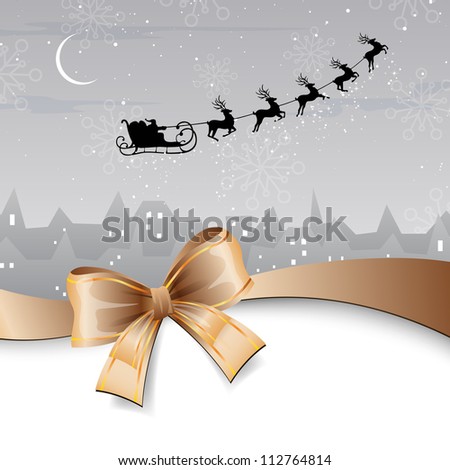 Vector Illustration of Santa Claus coming to City
