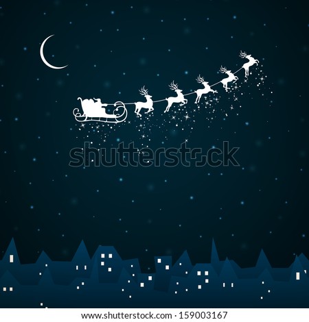 Vector Illustration of Santa Claus coming to City