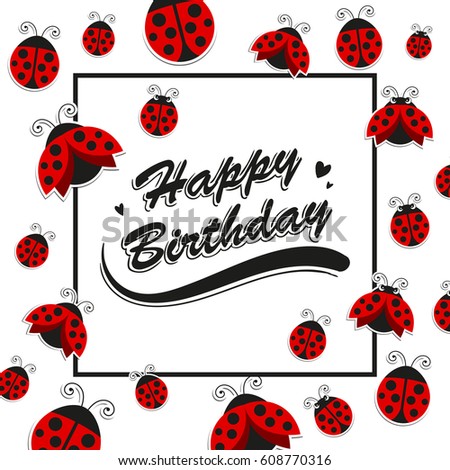 Vector Illustration Happy Birthday Greeting Card Stock Vector 608770316 ...