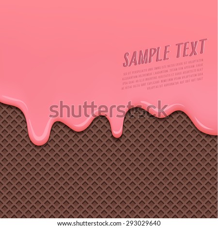 Cream Melted on Chocolate Wafer Background : Vector Illustration