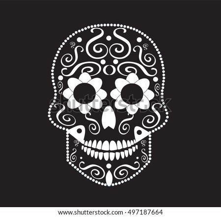 Day Dead Black White Skull Stock Vector 113982775 - Shutterstock