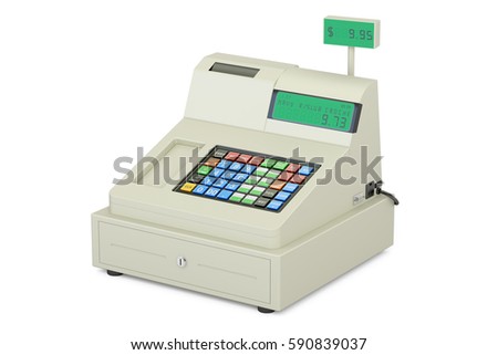 cash register, 3D rendering isolated on white background