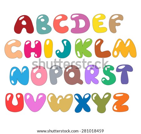 Alphabet Letters Multicolored Kids Shiny Vector Stock Vector 281018459 ...