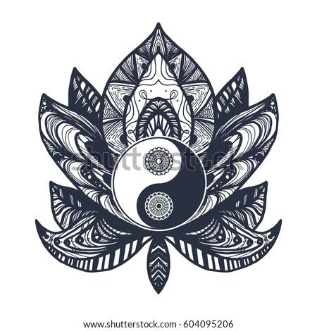 vintage yin yang mandala lotus tao vectores en stock vintage yin yang mandala lotus tao vectores en stock