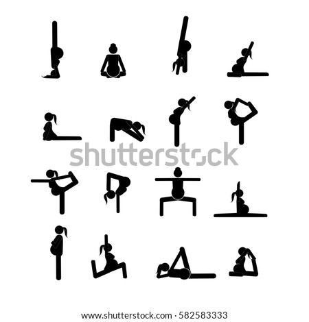 Stick Figures Pregnant Woman Doing Yoga Stock Vector 582583333 - Shutterstock