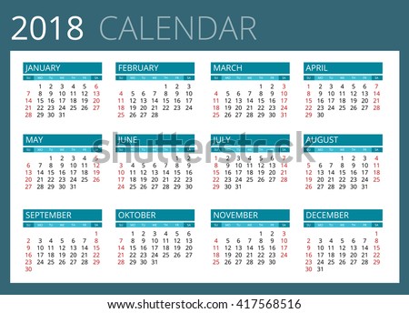 week calendar 2018