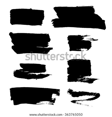 Set Black Paint Ink Brush Strokes Stock Vector 550308628 - Shutterstock