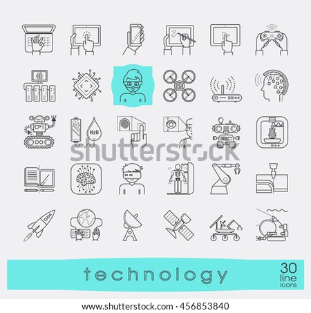 Set Technology Icons Various High Tech Lager-vektor 456853840