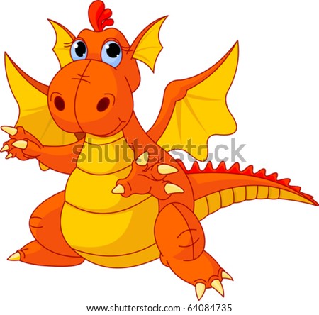 Illustration Cute Cartoon Baby Dragon Pointing Stock Vector 64084735 ...