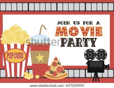 movie birthday party invitation card design stock vector 637323493 movie birthday party invitations