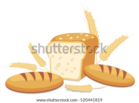 Whole Wheat Bread Vector Illustration Isolated Stock Vector 520441819 ...