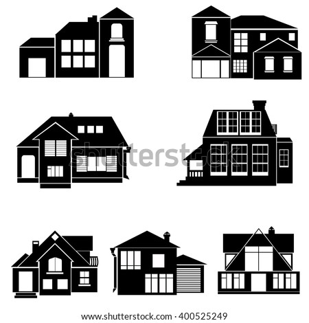 Black Isolated House Silhouette Stock Vector 400525249 - Shutterstock