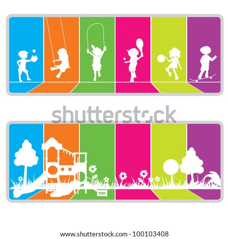 Stock Images similar to ID 98393087 - cartoon silhouettes children...