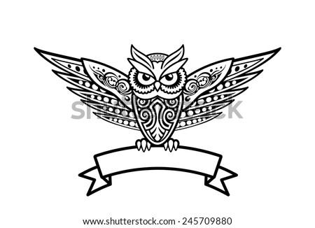 owl bird tribal style tattoo logo stock vector 245709880 owl bird tribal style tattoo logo stock vector 245709880