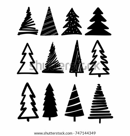 Download Drawing Outline Hand Sketch Christmas Tree Stock Vector ...