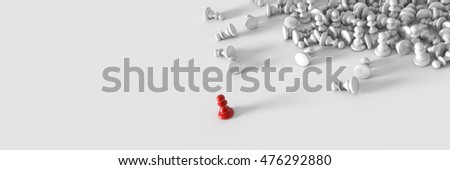 Chess game leadership and competition, 3d rendering with horizontal banner size