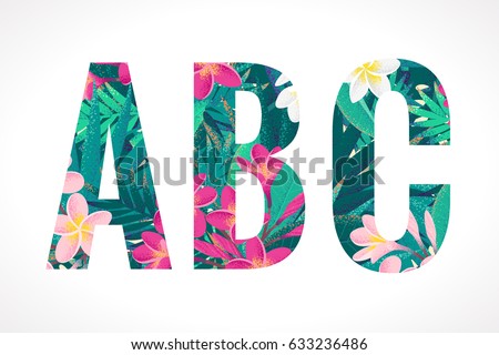 vector alphabet set retro tropical letters stock vector