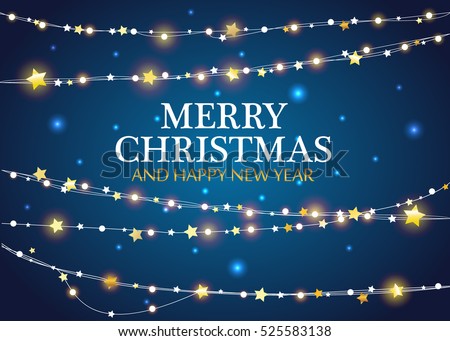 Vector Christmas decorations. Christmas lights end stars design elements.