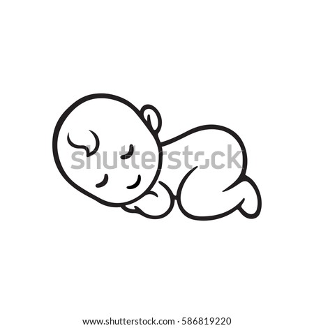 Sleeping Baby Silhouette Stylized Line Logo Stock Vector 550014124
