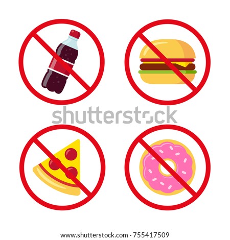 No Junk Food Icons Sugary Soda Stock Vector 755417509 - Shutterstock