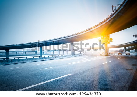 concrete road curve of viaduct in shanghai china outdoor.