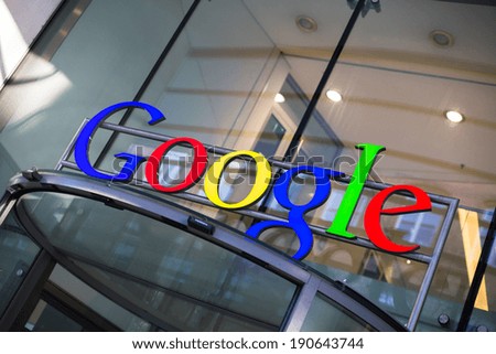 HAMBURG, GERMANY - MARCH 4, 2013: Google Corporation Building sign