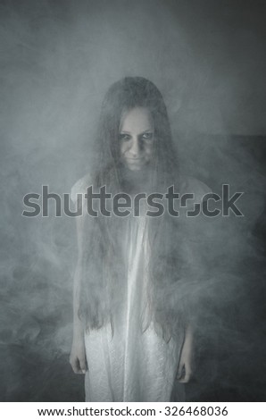 Horror girl in white dress Horror girl in white dress
