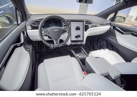 Wide View Modern Car Interior Lightcolored Stock Photo 