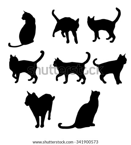 Set Black Cats Silhouette Raster Copy Stock Illustration 341900573 ...