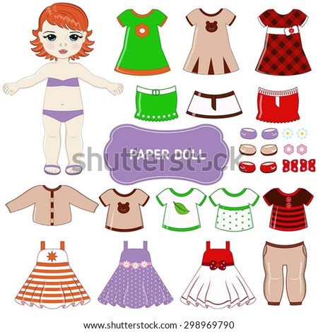 Vector Illustration Paper Christmas Brunette Doll Stock Vector ...