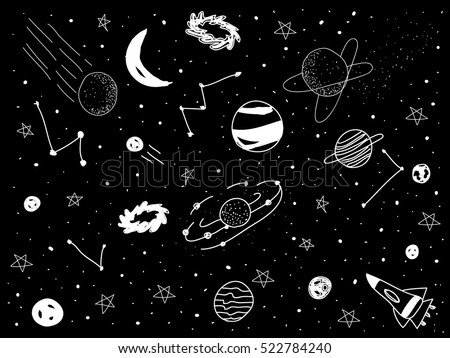 Drawing Universe Black Background Stock Vector 522784240 - Shutterstock