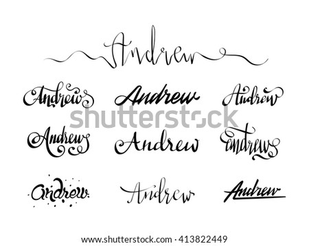 name andrew calligraphy vector handwritten personal shutterstock lettering preview