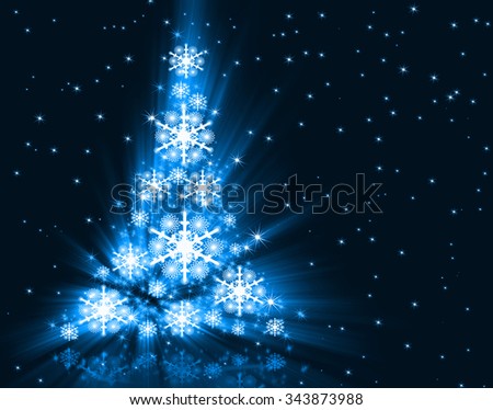 Christmas Card Magic Tree Blue Color Stock Vector 535180111 - Shutterstock