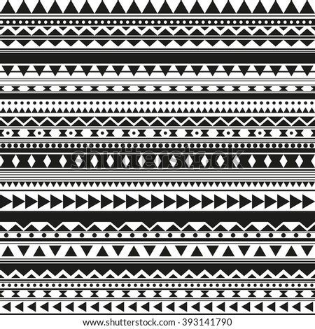 Tribal Striped Seamless Pattern Geometric Blackwhite Stock Vector ...